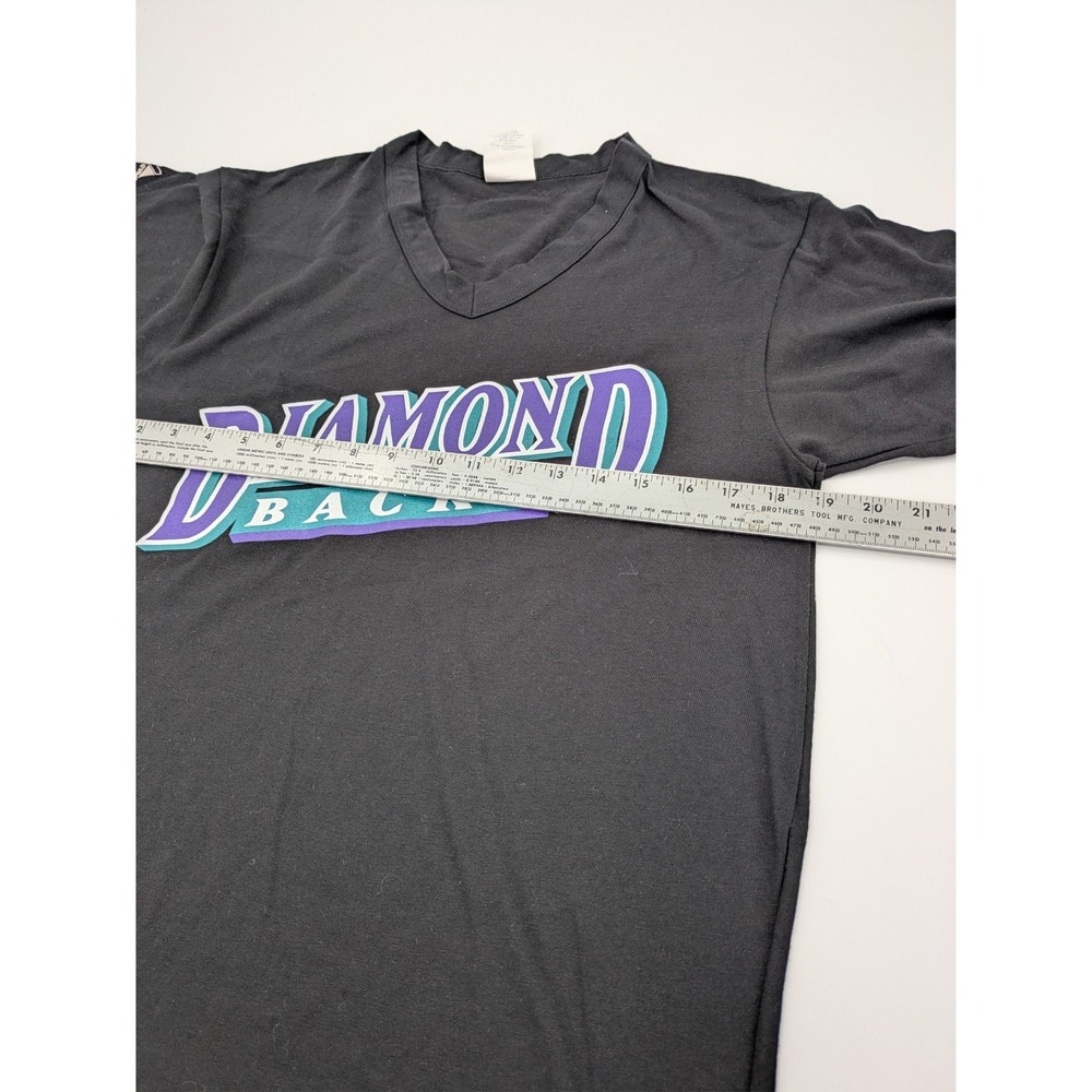 Vintage Arizona Diamondbacks Majestic Black T-Shirt Size M V-Neck Made In USA - Picture 4 of 7